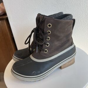 Sorel Slimpack II Womens Sz 7 Waterproof Winter‎ Snow Duck Boots Brown Lace Up